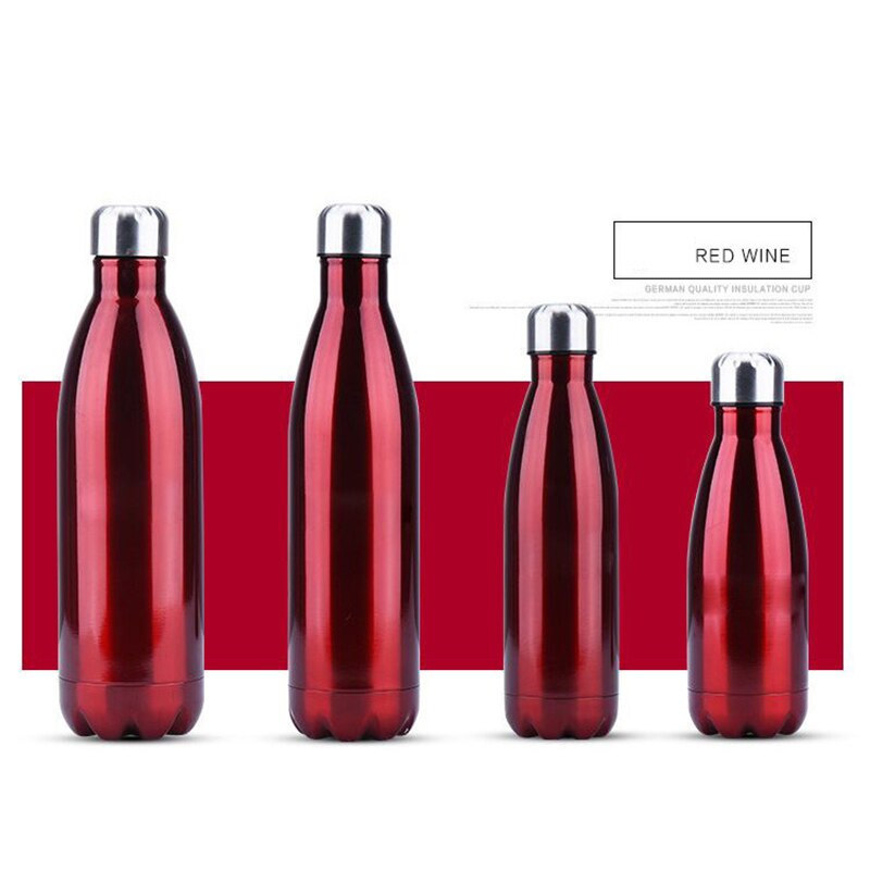 1 Pcs 500/750/1000 Ml Double-Wall Insulated BPA Free Water Bottle Stainless Steel Vacuum Thermos Tea Portable Accessory: red 500ml