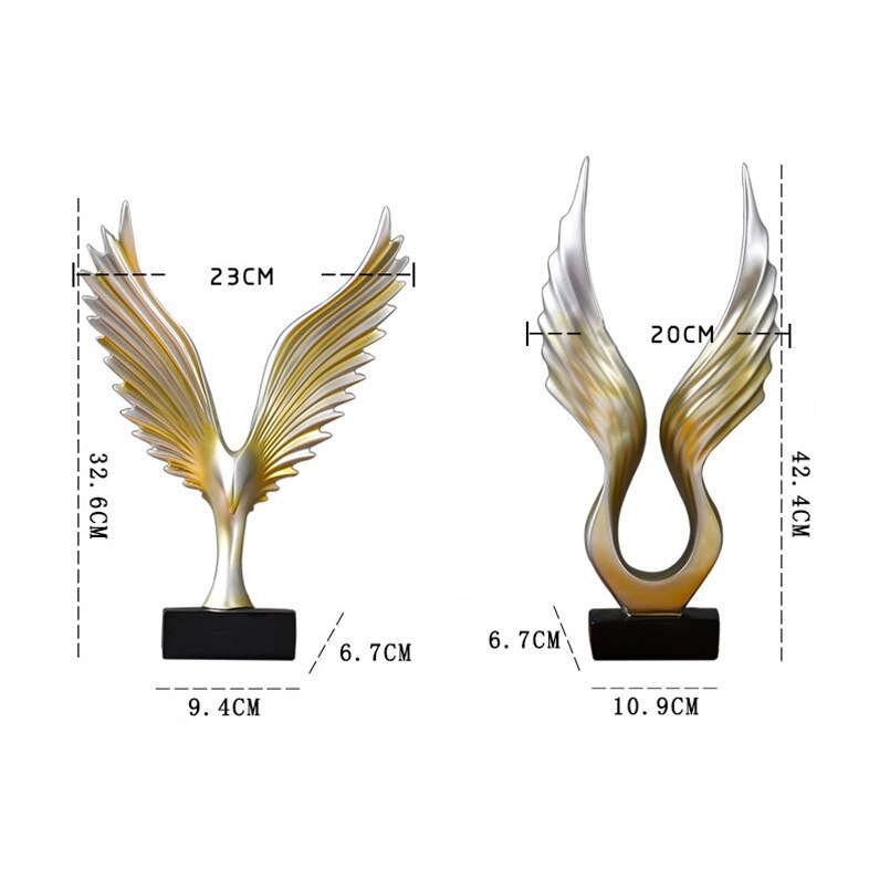 Moderne Abstracte Vleugels Veer Standbeeld Desktop Hars Vleugels Ambachten Sculptuur Home Decor Vleugels Beeldje Artware