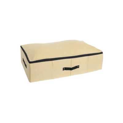Bomull lin oppbevaringsposer dyne teppe klær koffert skap arrangør glidelås sortering koffert pakker skap tilbehør element: Beige
