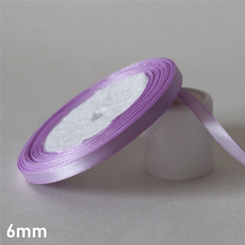 25 Yards/6 Mm-50 Mm Lila Zijde Satijn Lint Diy Materiaal Voor Prom Decoratie Bruiloft Box verpakking Accessoires D7: 6mm Lilac