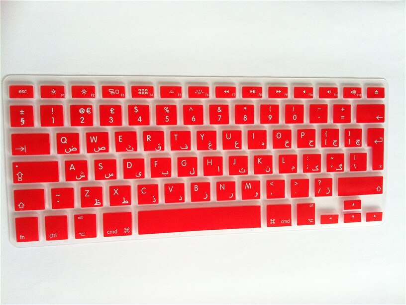 Silicone Keyboard Cover - Backlit Arabic Layout - Dustproof & Waterproof for Macbook Air Pro Retina 13 15: Red
