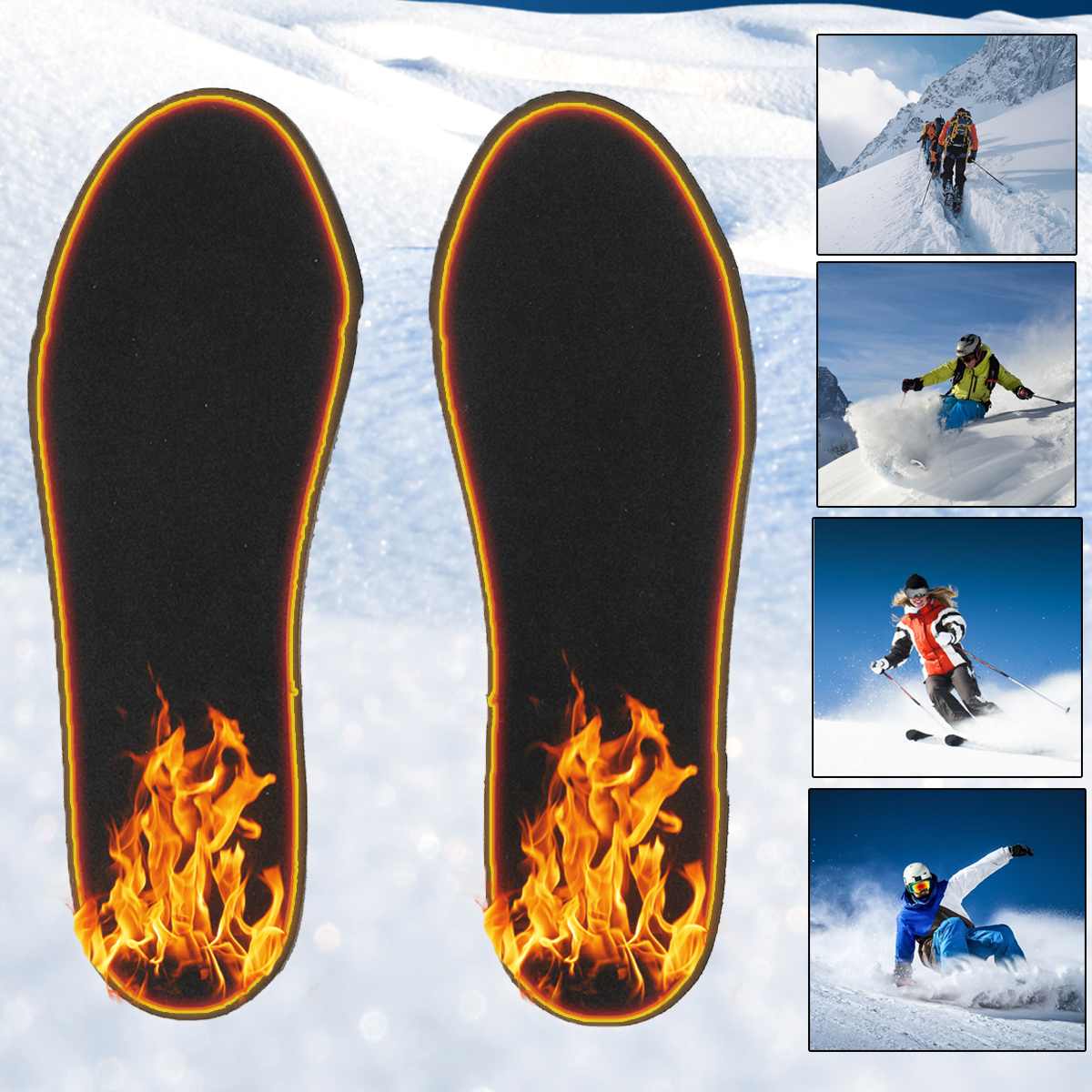 1/2/3/4 Pair USB Heated Insoles Foot Warming Pad Feet Warmer Sock Pad Mat Outdoor Sports Heating Shoe Insoles Winter Warm