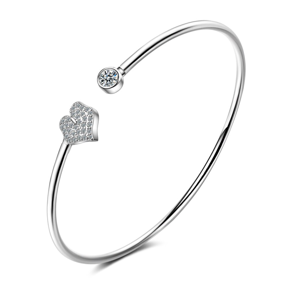 Butterfly Dragonfly Heart CZ Zircon Adjustable Cuff Bangle & Bracelets For Women Girls Luxury Sipmle Trendy Jewelry S-B2178: Heart