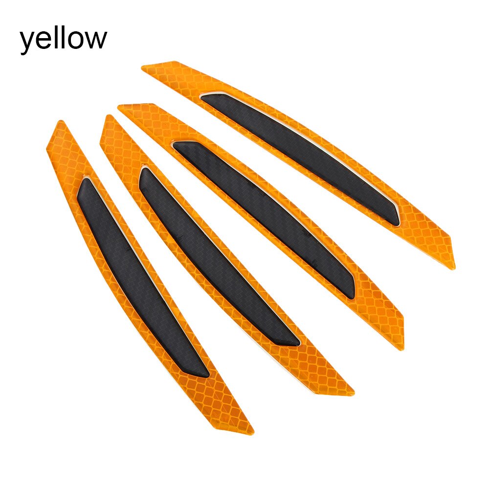 4 Stks/set Auto Deur Bumper Sticker Waarschuwing Veiligheid Mark Anti-Collision Auto Side Anti-Kras Strip Auto Reflecterende strip: YELLOW