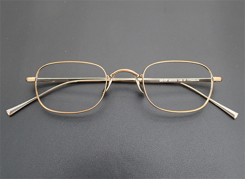 Japanese Square Handmade Lightweight Glasses Small Frame for women Blue Blocking Eyewear Men Eyeglasses Titanium oculos de grau: Bronze