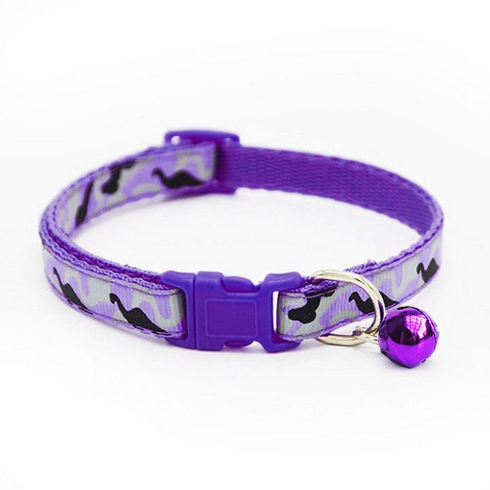 Colliers pour chiens et chats, collier camouflage en polyester avec clochette, collier réglable pour petit chien: Violet