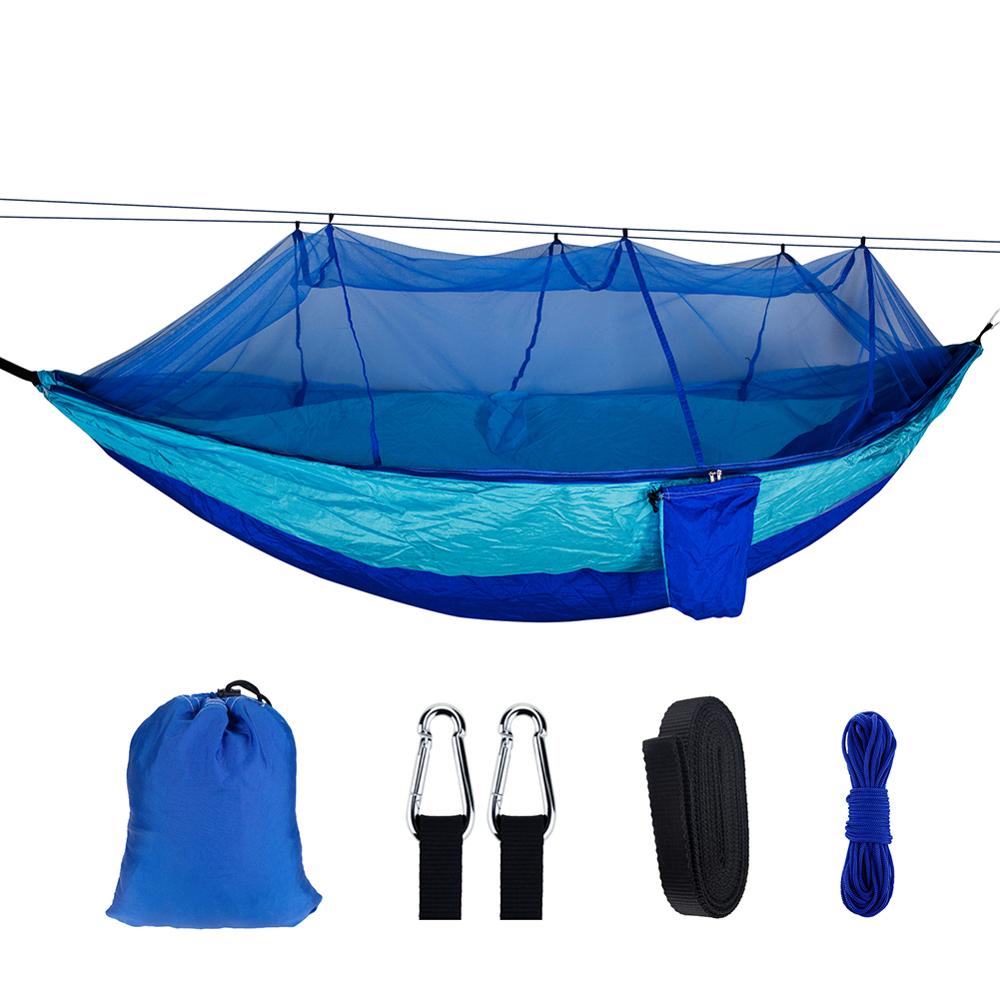 Hängmatta med myggnät resehängmatta nylon för vuxencamping utomhushängande svängsäng bärbar campingtält sovsäng: 11