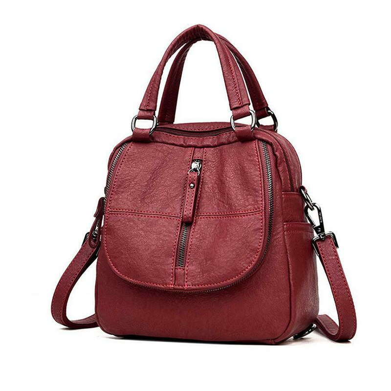 Heißer Klassische frauen Schulter Tasche PU Leder Mehrzweck Rucksäcke Einfache Zipper Reise Rucksack Einfarbig Weibliche Beutel