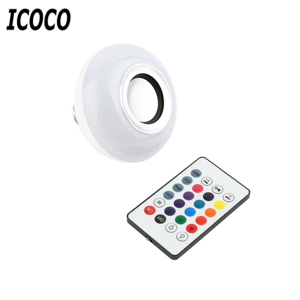 Icoco 1 Pcs E27 Draadloze Bluetooth Led Lamp Licht 3W Zingen Muziek Lamp Stereo Speaker Met 24 Toetsen Afstandsbediening controle