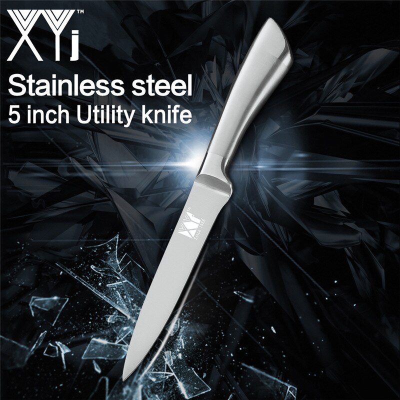 XYj Rvs Koken Mes Hoge Carbon Blade Rvs Handvat Chef Brood Snijden Santoku Utility Paring Messen: E.5 utility knife