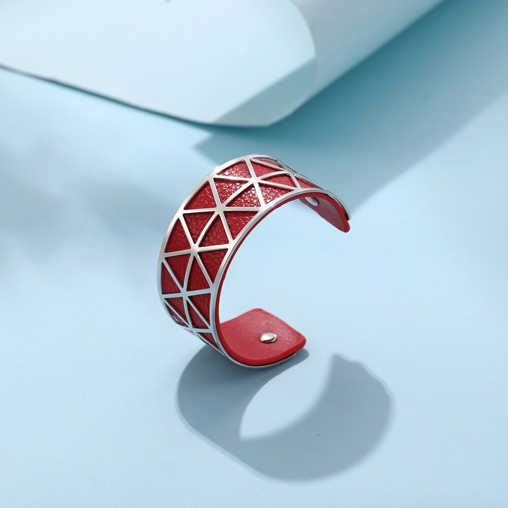 Teamer, pulsera hueca de cuero de PU, brazalete de Georgette, joyería india, Manchette para mujer , bisutería de muñeca para hombres