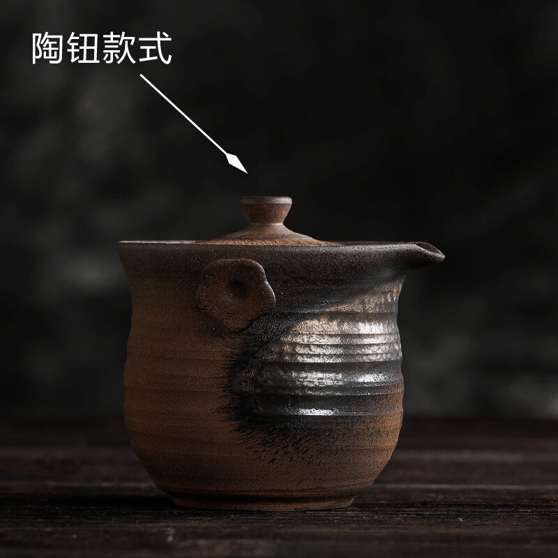 Kastrull i japansk stil handgjord vintage tekanna träterrin keramik kung fu pu'er enkel tekanna tebryggare gaiwan: Keramisk lockknapp