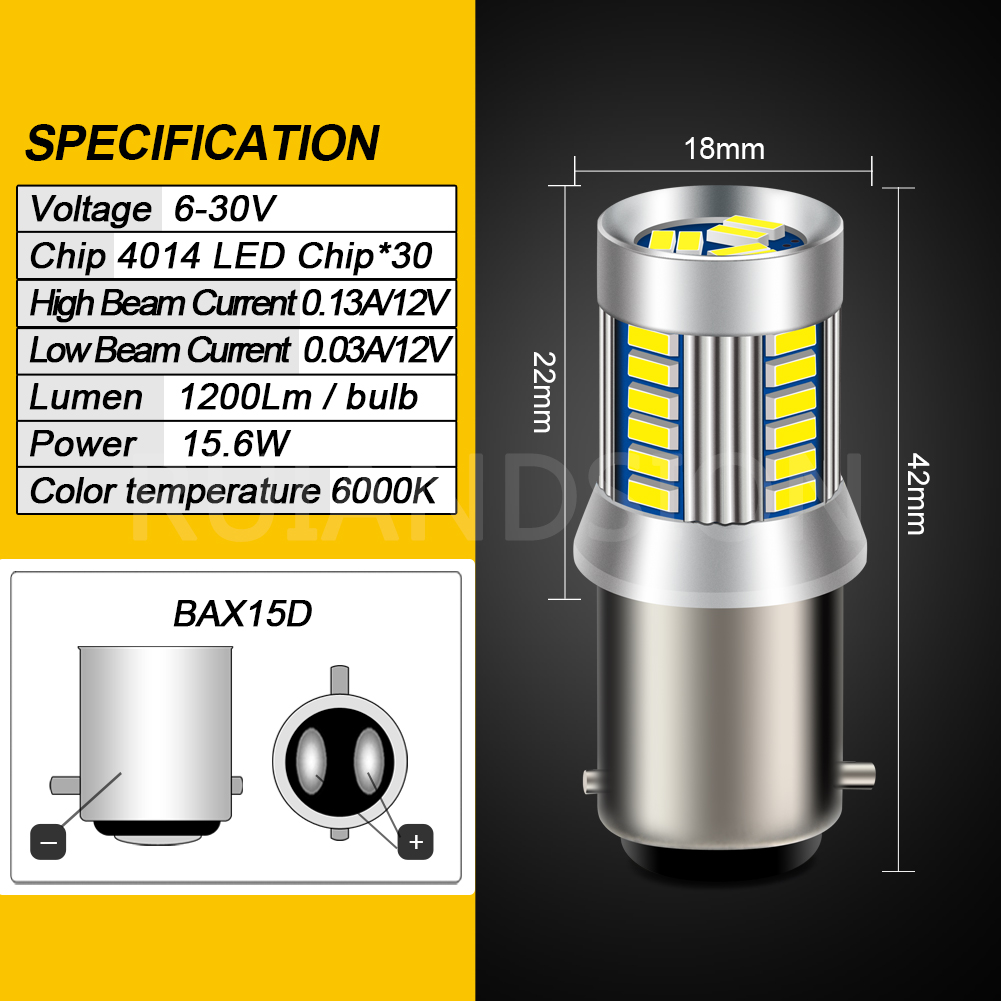 Faro LED para motocicleta BA21D BA20D P15D H6M BAX15D, bombillas blancas de haz alto y bajo, luz antiniebla de 12V y 24V para Moto, Scooter y triciclo: Champán
