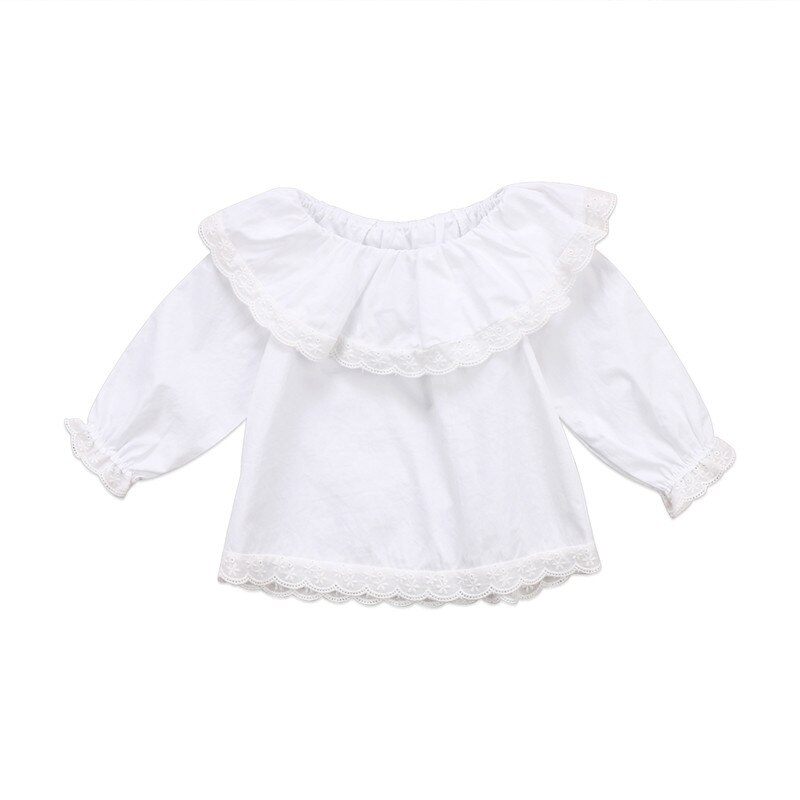 Appena nato Del Bambino Delle Ragazze T-Shirt In Pizzo A Maniche Lunghe con Spalle Top Carino Principessa Vestiti T-Shirt Outfit 0-24M: 24M