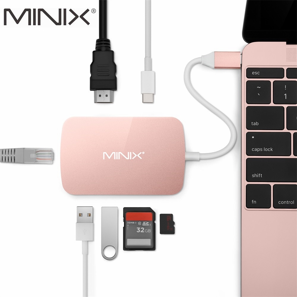 MINIX NEO C XGR HDMI-compatible Output Multiport Adapter Type C Hub With Power For Charging USB-C