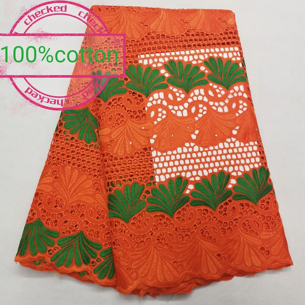 100% Cotton Nigeran Dry Cotton Lace Fabric Embroidery in Switzerland African Swiss Voile Lace Fabrics 5 yards: As pictures  1