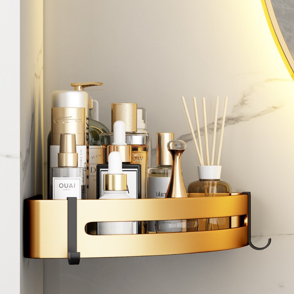 Luxury Bathroom Shelves Set Triangle Corner Shelf Shower Storage Rack Holder Wall Mounted Toilet Organizer Shampoo Organizer