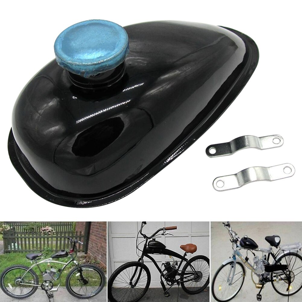 2L Portable Large Capacity Gas Container Motorized Bicycle Fuel Tank 80cc 66cc 49cc Engine Iron With Cap Black Durable Petrol