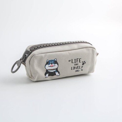 Grote Rits Etui School Etui Voor Meisjes Jongens Student Briefpapier Canvas Fruit Potlood Tas Leuke Pen Box School levert: gray