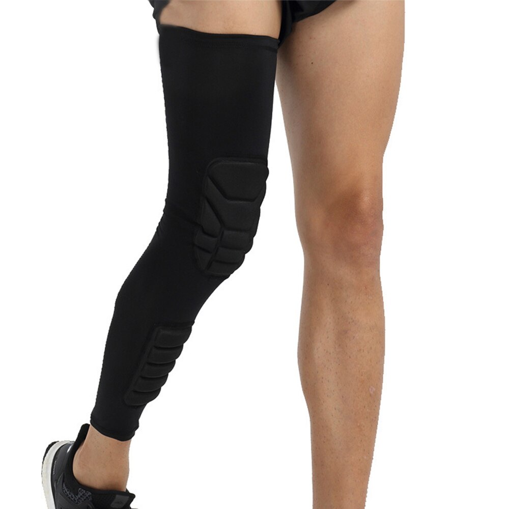Ginocchiera assorbente antiurto singola ginocchiera manica lunga ginocchiera sport per adulti protezione per gambe tutore per pallacanestro calcio escursionismo: nero / M