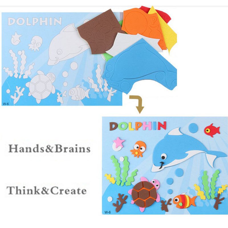 Kids 3D Cartoon Dier Puzzel Speelgoed Diy Handgemaakte 3D Eva Foam Sticker Baby Leunend Educatief Speelgoed Kids