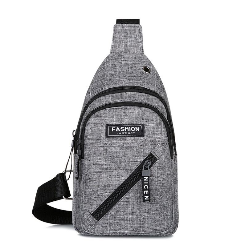 Hommes en cuir PU taille Pack fronde poitrine sac à bandoulière Sport sac à bandoulière Portable USB sac de charge: Gris
