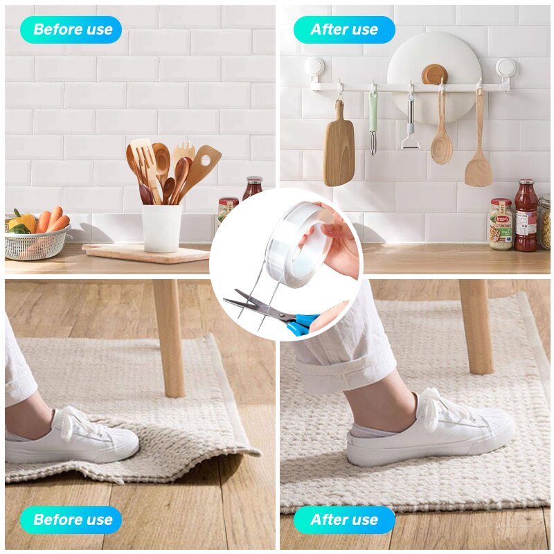 Double-Sided Nano Magic Tape Transparent tape Adhesive Tape Nano Sticker Traceless Carpet Paster Phone Holder Wall Bracelet Glue