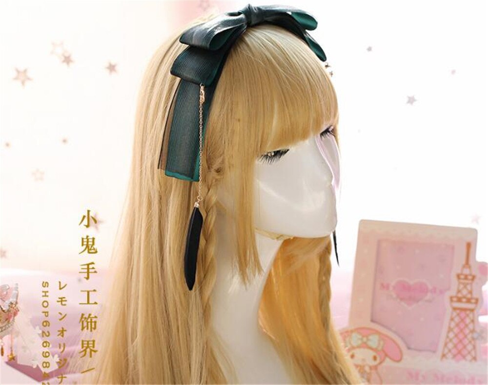 Adorno de encaje Lolita gótico verde oscuro KC horquilla para el pelo accesorios para el cabello hechos a mano tocado para mujer B464 B474