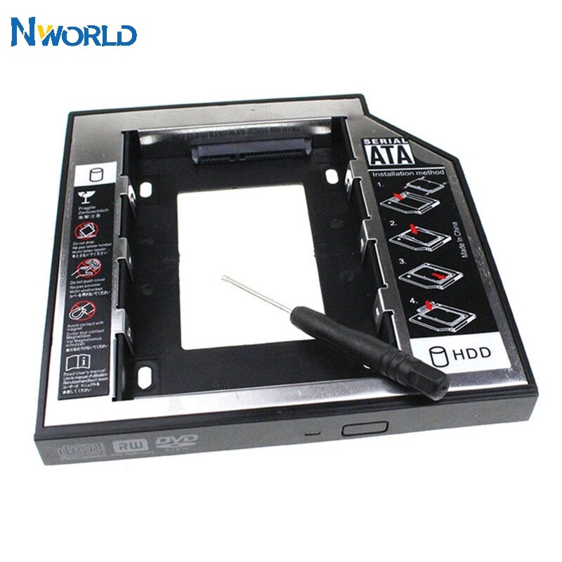 Original 2nd vw HDD Caddy 12.7mm 2.5" SATA 3.0" SSD Case Hard Disk Drive Enclosure +LED Indicator ssd Led Case hd