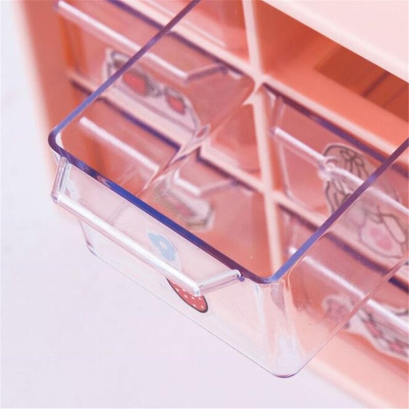 Kawaii Desktop Plastic Organizer Jewelry Makeup Containers Desktop Organizer Desk Storage Box School Stationery Accessories