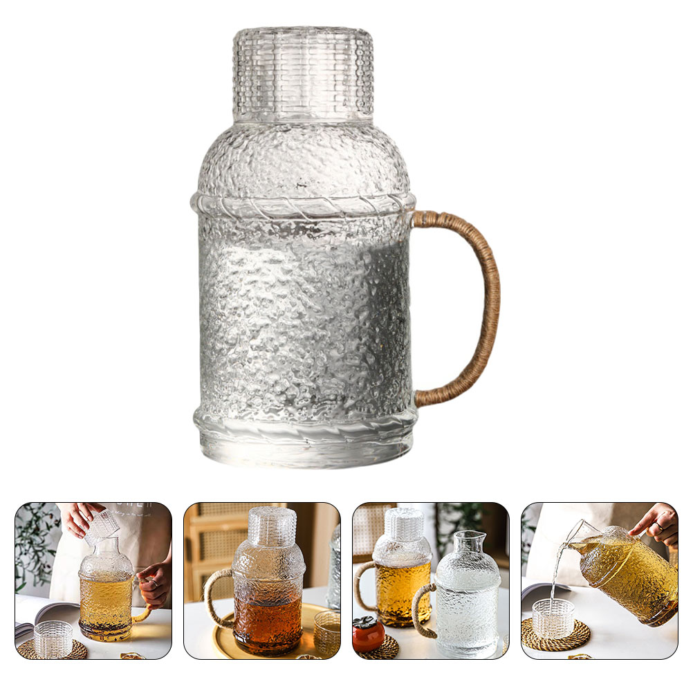 1 Set Glass Water Jug with Lid Clear Water Pitcher Household Water Jug Tea Container: Default Title