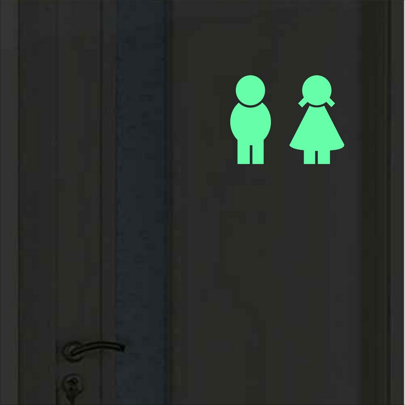 Jongen Meisje Washroom Wc Badkamer Teken Deur Sticker Glow in The Dark WC Muursticker Home Decoratie Lichtgevende Indicatie Decal