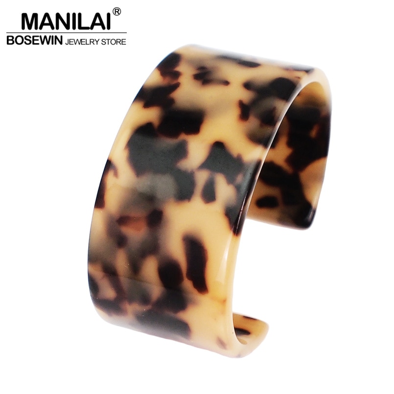 MANILAI Neue Leopard Harz Charme Manschette Armbänder Für Frauen Mehrfarbige Armbänder Armreifen Schmuck Zubehör