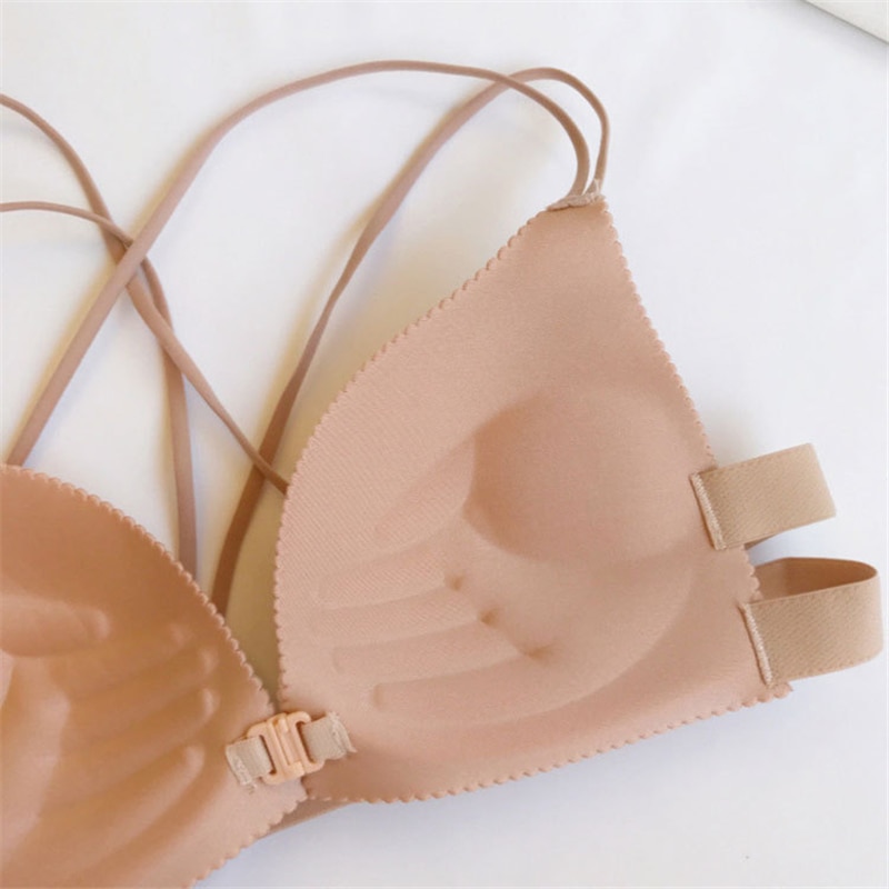 Sexy Sujetador Front buckle Push up bra tazas un corazón Delgado halter sujetador correas Cruz espalda femenina ropa interior