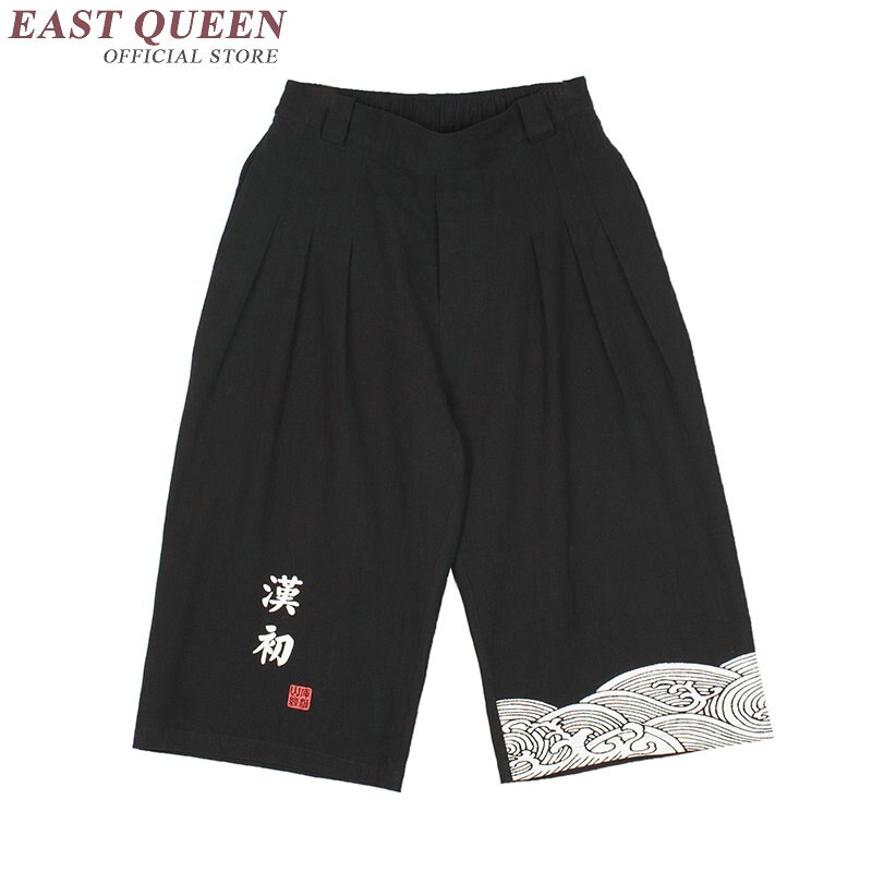Cropped bukser til mænd herre linned slacks sommerbukser afslappet bomuld brede ben bukser herre cropped bukser  aa2071 q