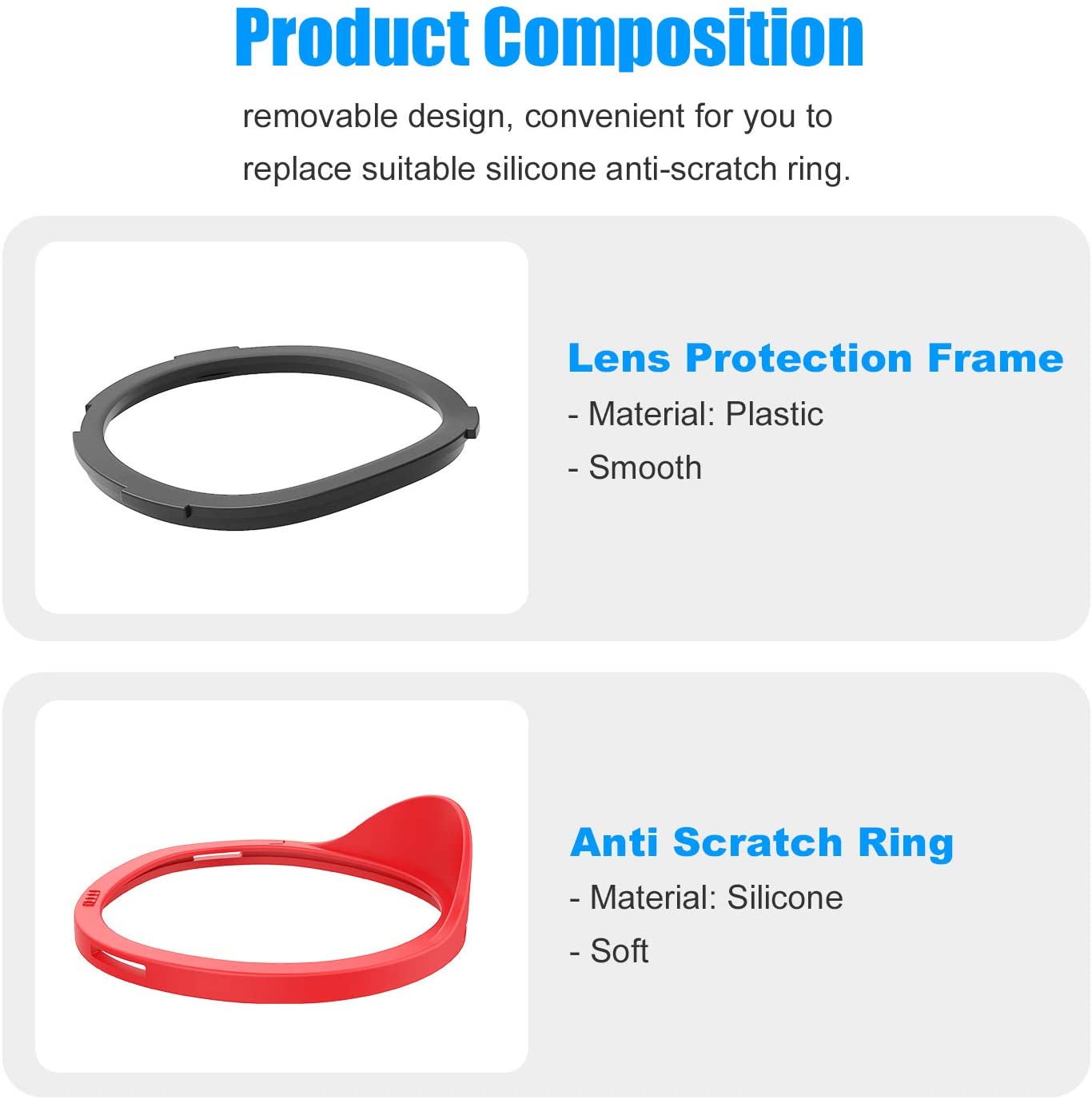 Light-Leaking Lens Protecting Myopia Glasses from Scratching VR Headset for Oculus Quest 2, Quest, Rift S or Oculus Go