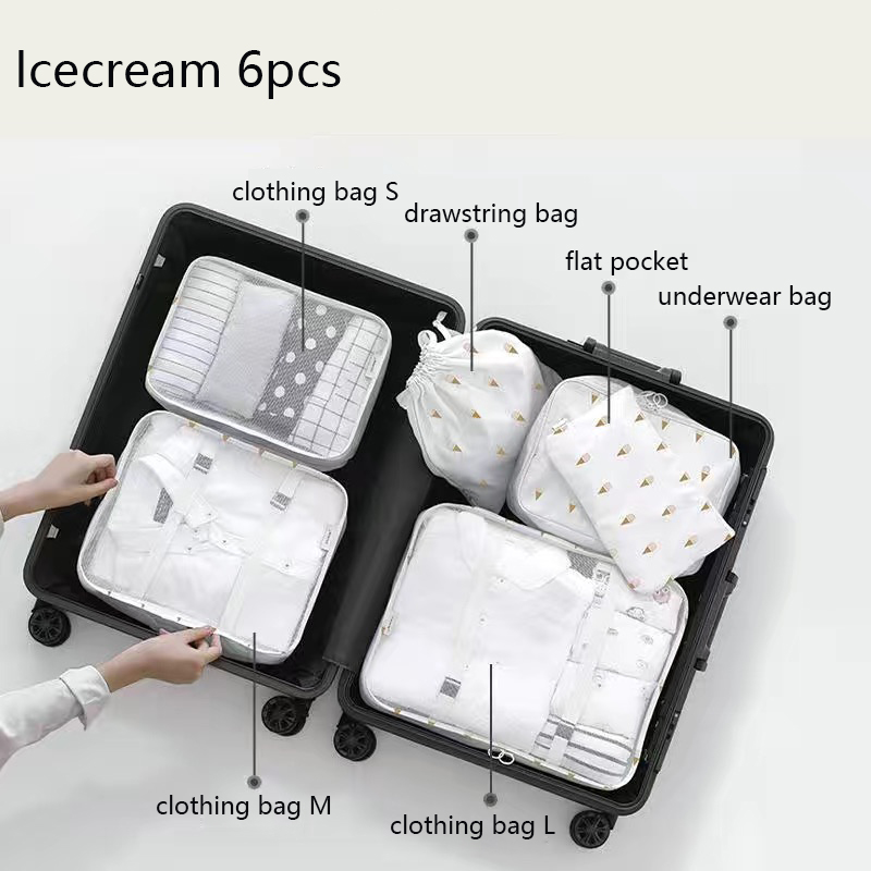 6 Stuks Koffer Organizer Verpakking Kubussen Reizen Kit Accessoires Bagage Opbergzakken Schoenkleding Organizer Toilettas Mannen Vrouwen: Rood