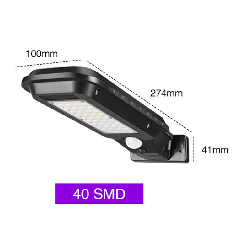 Solar Light Outdoor Solar Lamp Powered Sunlight Waterproof PIR Motion Sensor Street Light for Garden Decoration: 40SMD