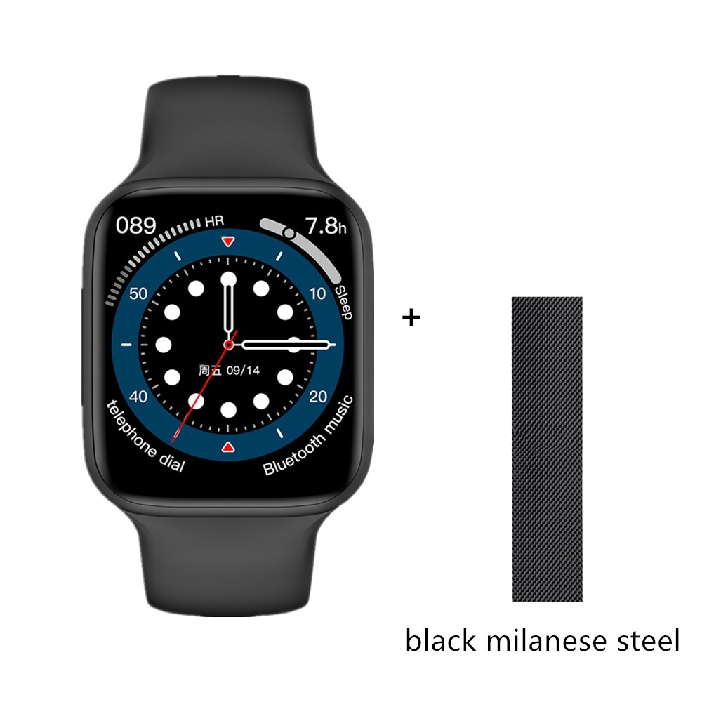 COBRAFLY IWO M33 W506 Smart Watch 1.75 inch Square Screen Bluetooth Call IP68 Waterproof Watches ECG Body Temperature PK W56 W66: Black Steel