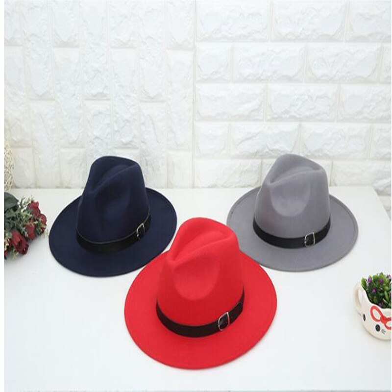 Mænd fedoras kvinders jazz hat sommer forår sort uld blandet cap udendørs afslappet hat