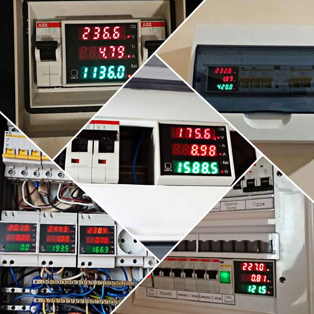 Din-Rail Ac Monitor Wattmeter Led Actieve Power Factor Elektrische Energie Meter Voltmeter Amperemeter Ac 80-300V 250-450V 0-100.0A