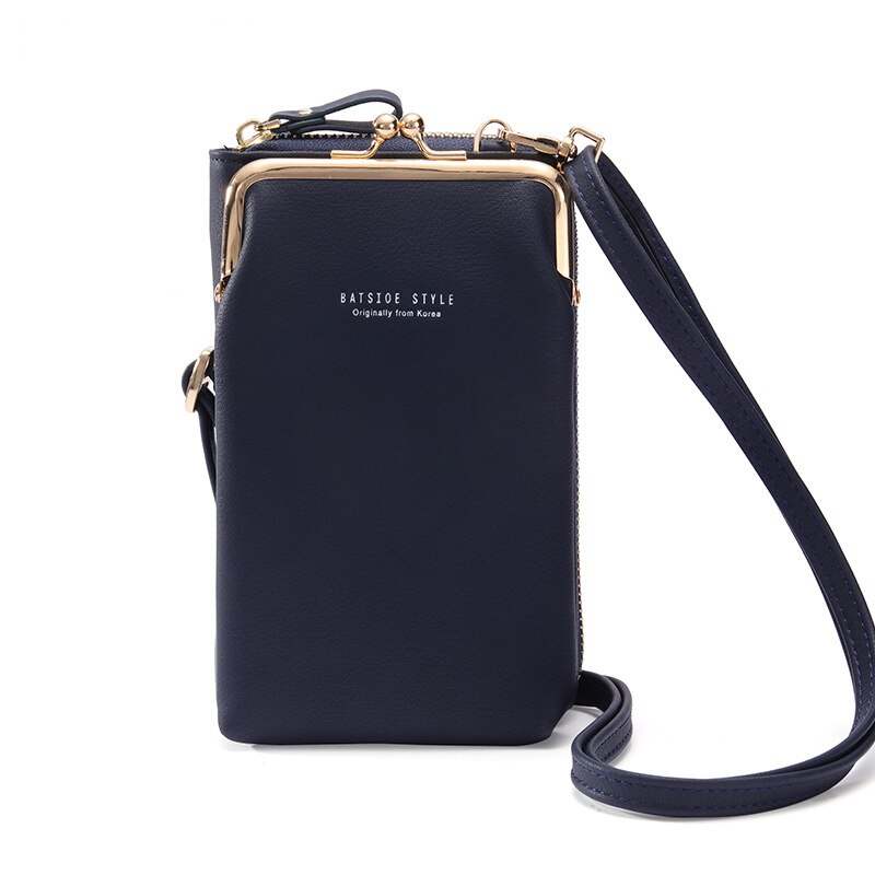 Dames PU Leer Schoudertas - Multifunctionele Crossbody Portemonnee met Rits & Hasp: Style2-Dark bule