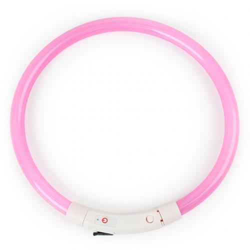 Led Night Flashing Luminous Fluorescent Dog Cats Collar Waterproof USB Charging Pet Puppy Neck Collar Home Garden Rechargeable: Pink L