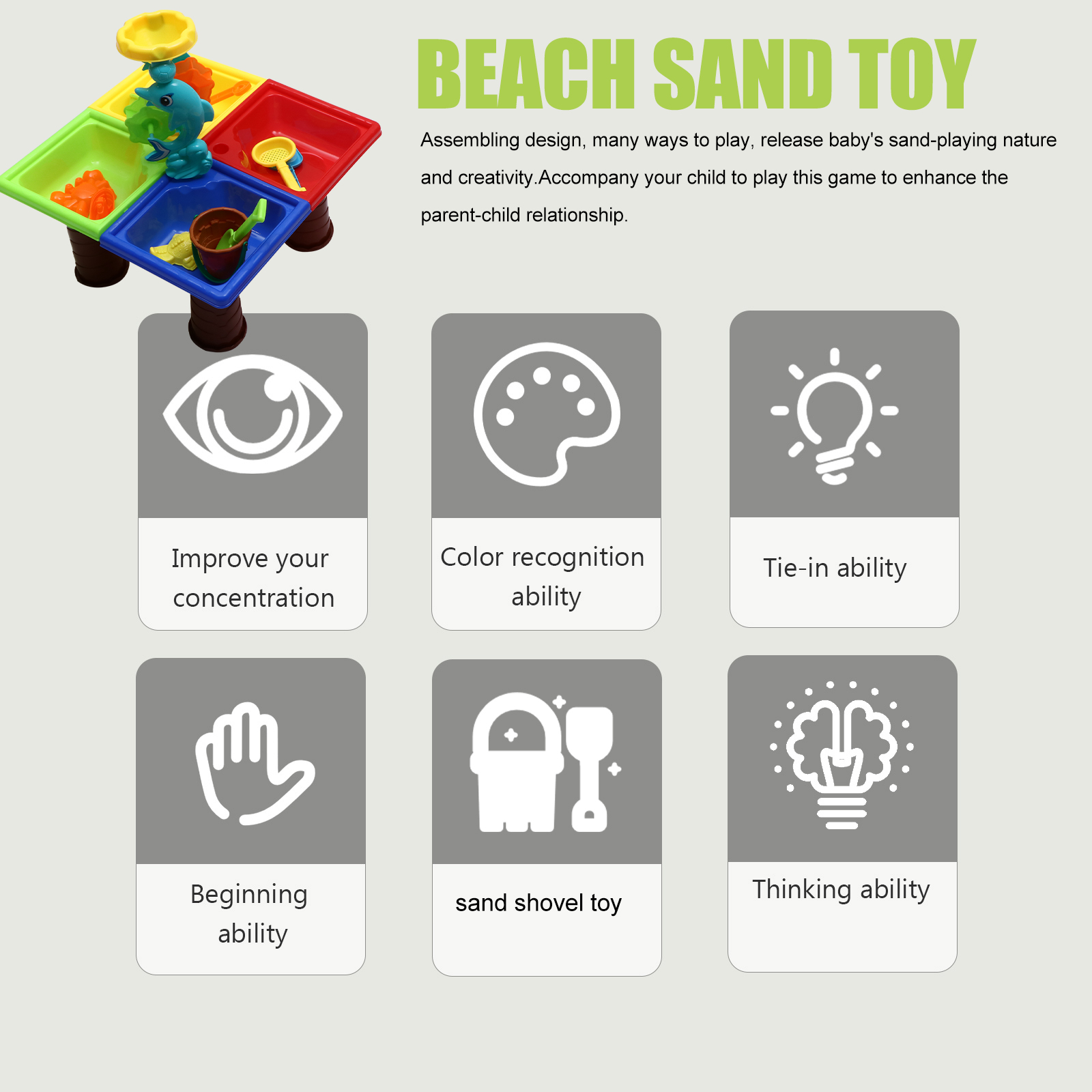 1 Set Assembly Table Kit Interesting Beach Table Sand Play Toys for Kids Toddlers