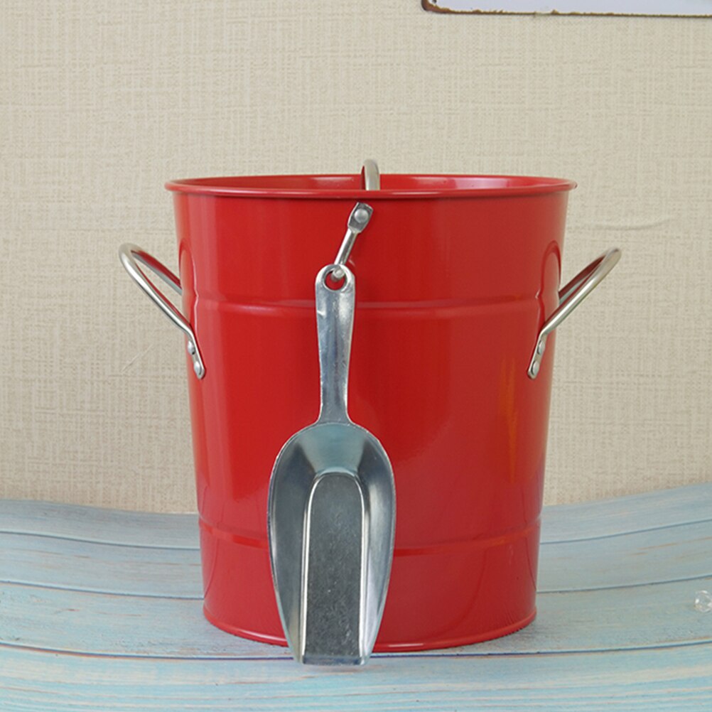 1pc 4.5L Ice Bucket Party Bar Celebration Beverage Bottle Beer Bucket Thicken Iron Bucket With Cover And Ice Shovel
