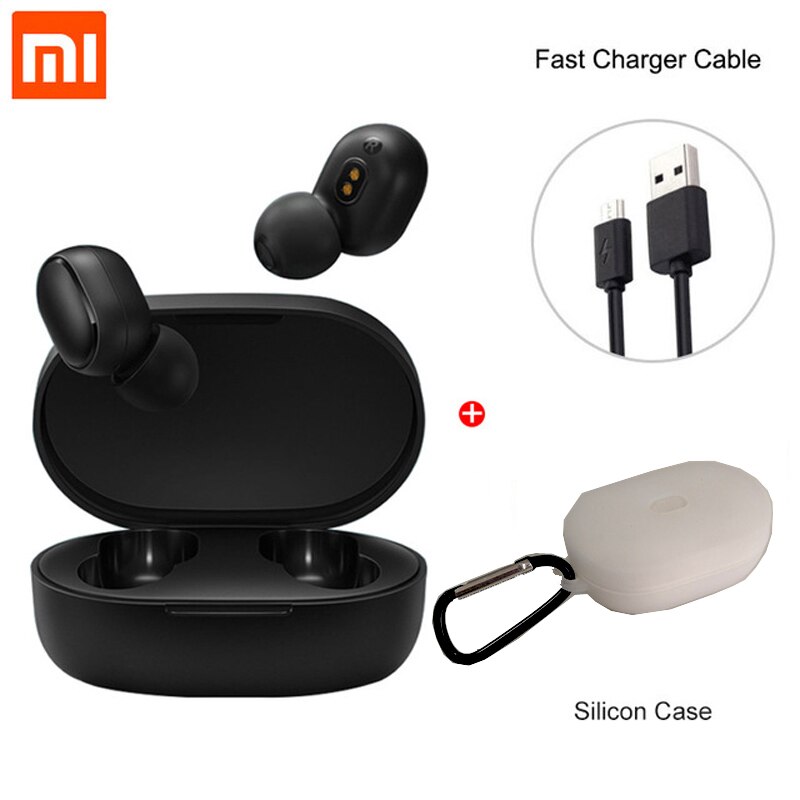 Xiaomi Redmi Airdots TWS Wireless Earphone Handsfree Earbuds Voice Control Bluetooth 5.0 Noise Reduction Tap AI Control: Global white case