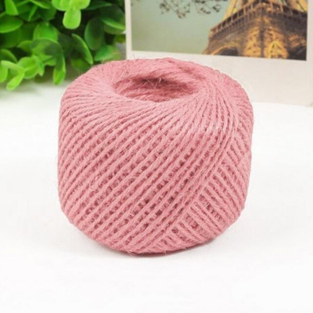30M/Roll Natural Burlap Hessian Jute Twine Cord Hemp Rope Party Valentine Wrapping Cords Thread DIY Packaging Supplies: Pink