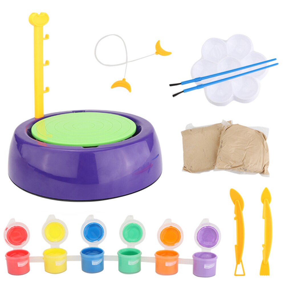 DIY Keramik Handwerk Kit Spielzeug Künstler Studio Keramik Maschine mit Ton Pädagogisches Spielzeug für Kinder Anfänger: Purple