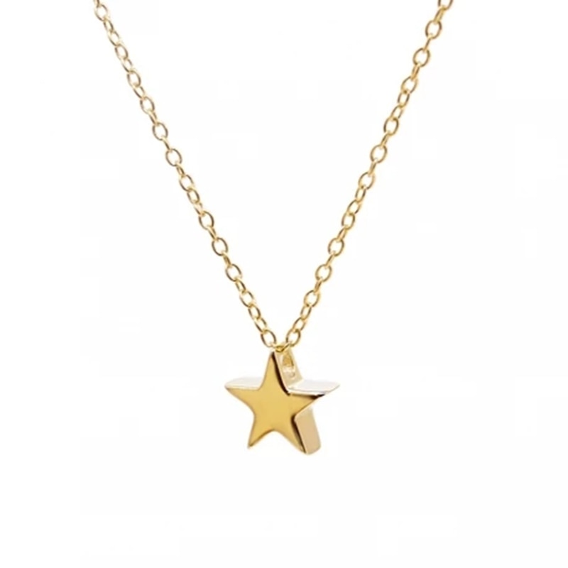 ROXI 925 Sterling Silver Necklace For Women Girls Minimalism Star Pendant Link Chain Collares Gold Plated Fine Jewelry Bijoux: gold