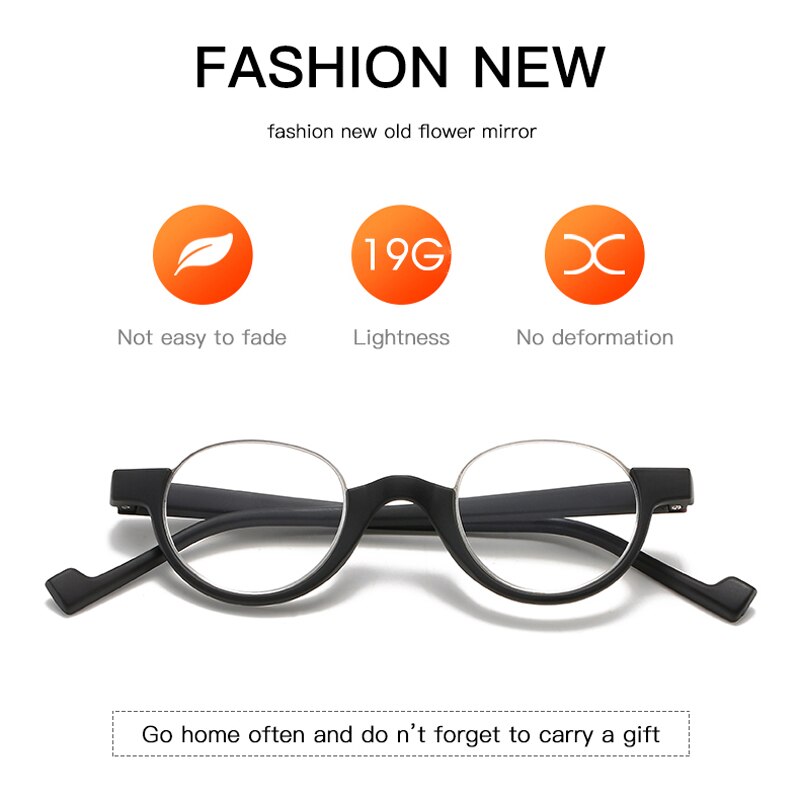 VCKA Round Half-frame Reading Glasses women Men Ultra Light Portable Personality Comfortable Presbyopic Eyewear +1.00 to +4.00
